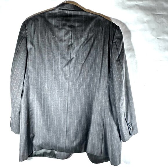 Claiborne Size 46R 46S Pin Striped Blazer Wool Black Gray - Picture 10 of 10